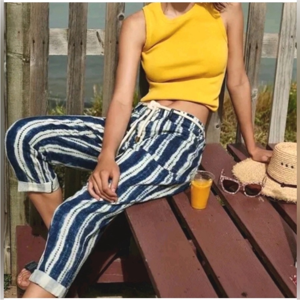 Anthropologie Victoire Blue Tie-Dye Cargo Pants Small Petite Beachy Fisherman